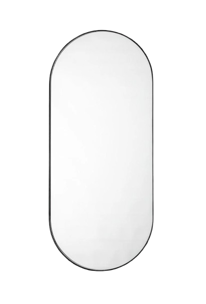 Pill Mirror (100cm x 60cm) - Oval Wall Mirror - Black & Gold Metal Frame