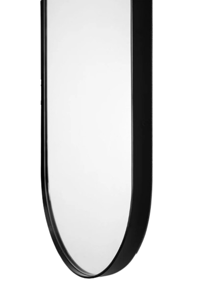 Pill Mirror (100cm x 60cm) - Oval Wall Mirror - Black & Gold Metal Frame