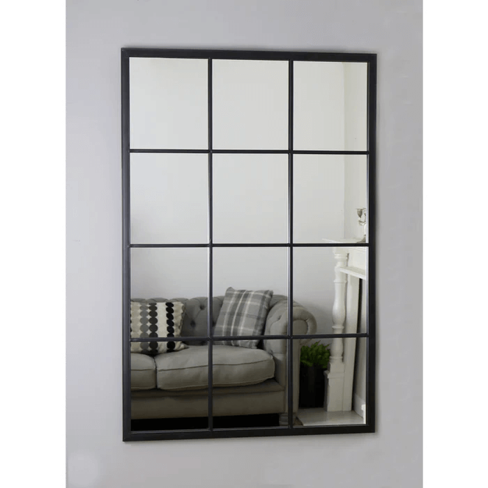 Black Metal Window Mirror (120cm x 80cm) - Wall Mirror