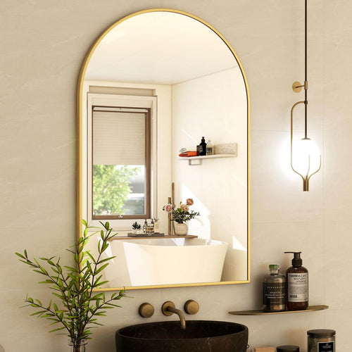 Arch Mirror (100cm x 80cm) - Black & Gold Metal Frame