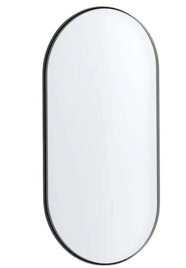 Pill Mirror (100cm x 60cm) - Oval Wall Mirror - Black & Gold Metal Frame