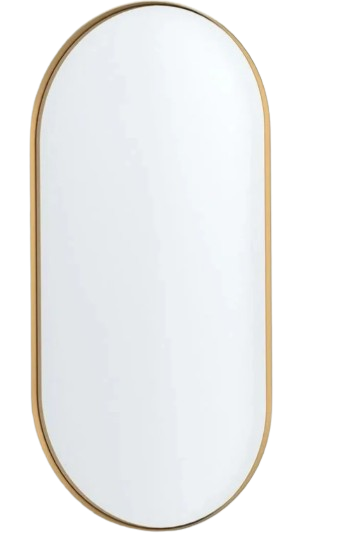 Pill Mirror (100cm x 60cm) - Oval Wall Mirror - Black & Gold Metal Frame
