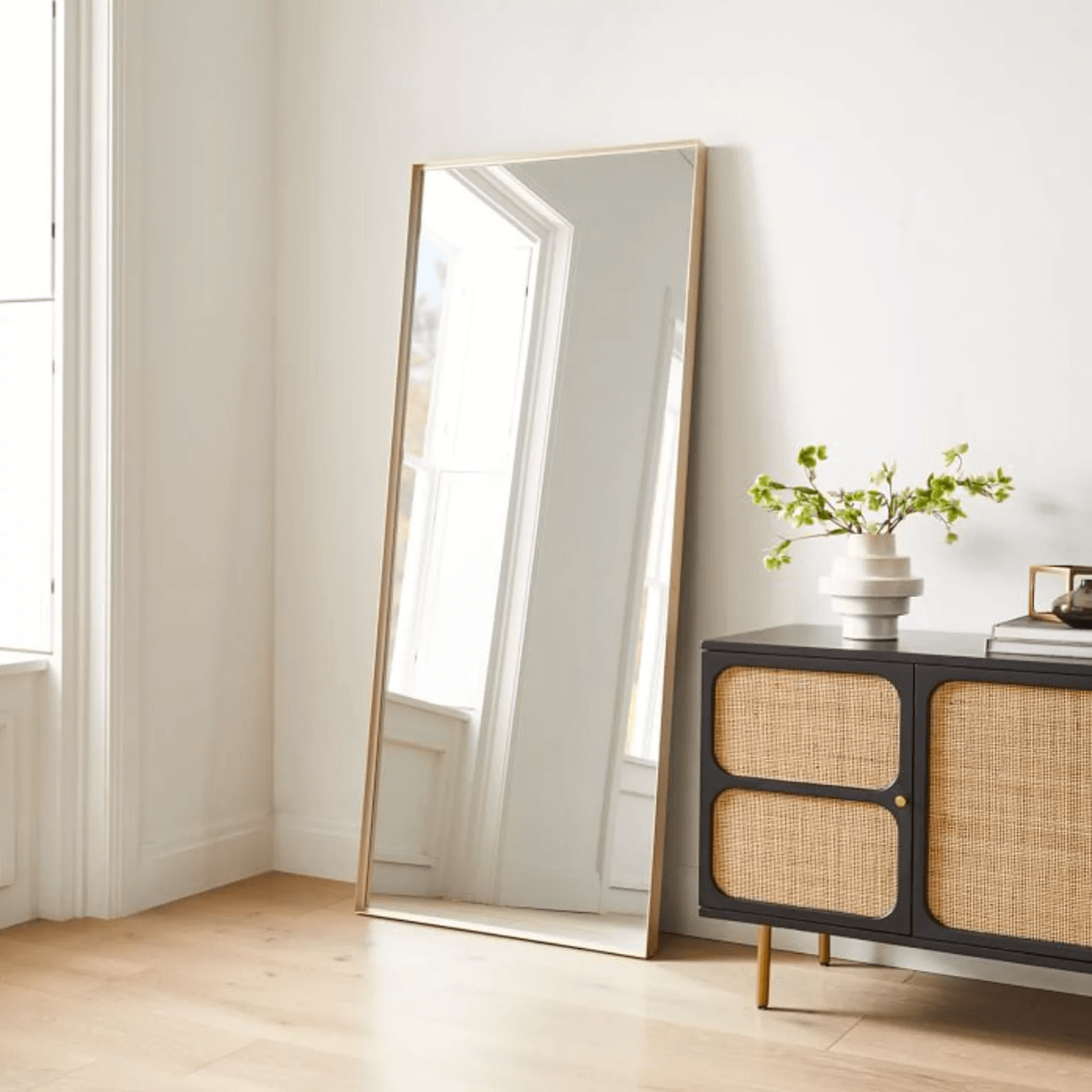 Full Length Leaning Floor Mirror (180cm x 80cm) -  Metal Frame