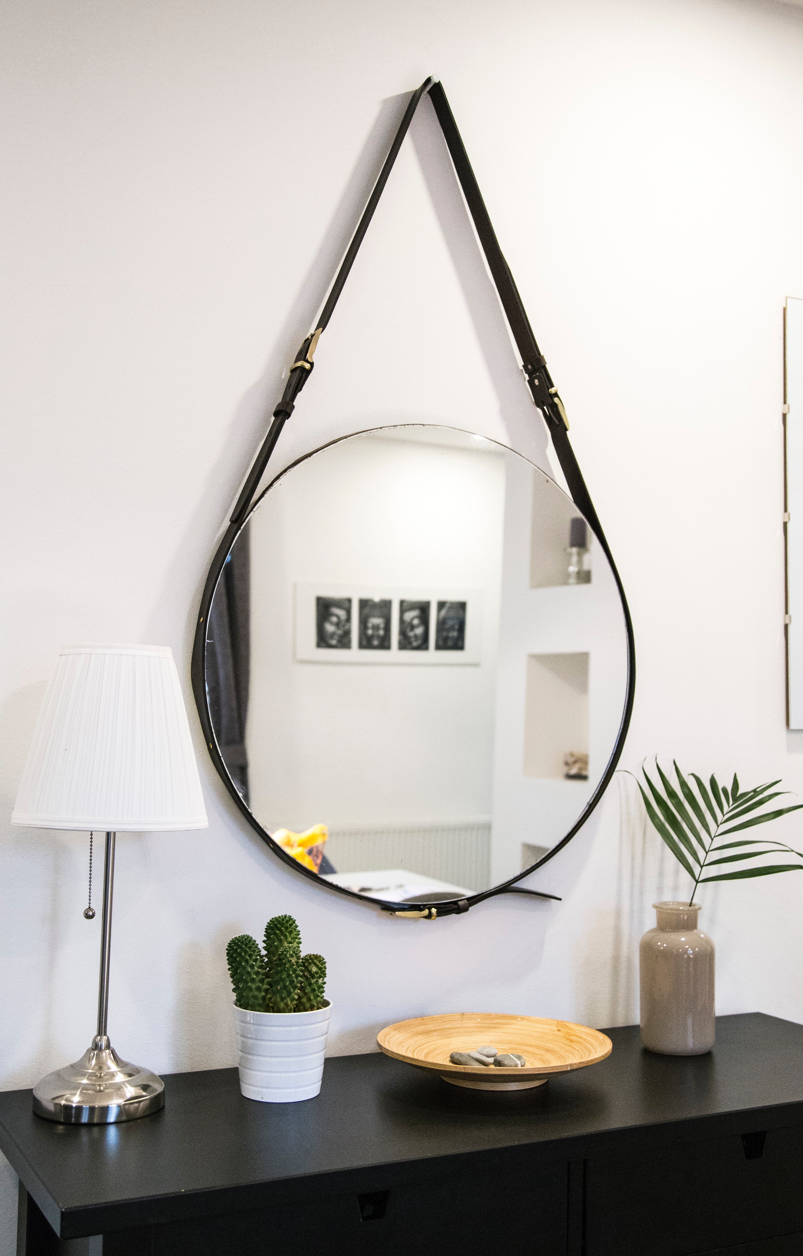 Round Wall Mirror (55cm) - Black Metal Frame