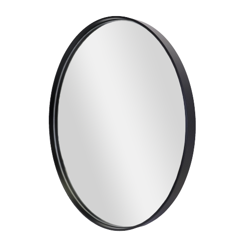 Round Wall Mirror (55cm) - Black Metal Frame