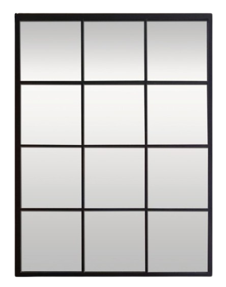 Black Metal Window Mirror (120cm x 80cm) - Wall Mirror